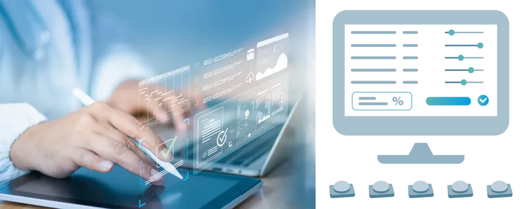 Praxisbeispiel für die Konfiguration einer KI-Anwendung: Eine Person passt Einstellungen einer digitalen Analyseanwendung an, um die automatische Erkennung und Bewertung von Objekten zu optimieren.